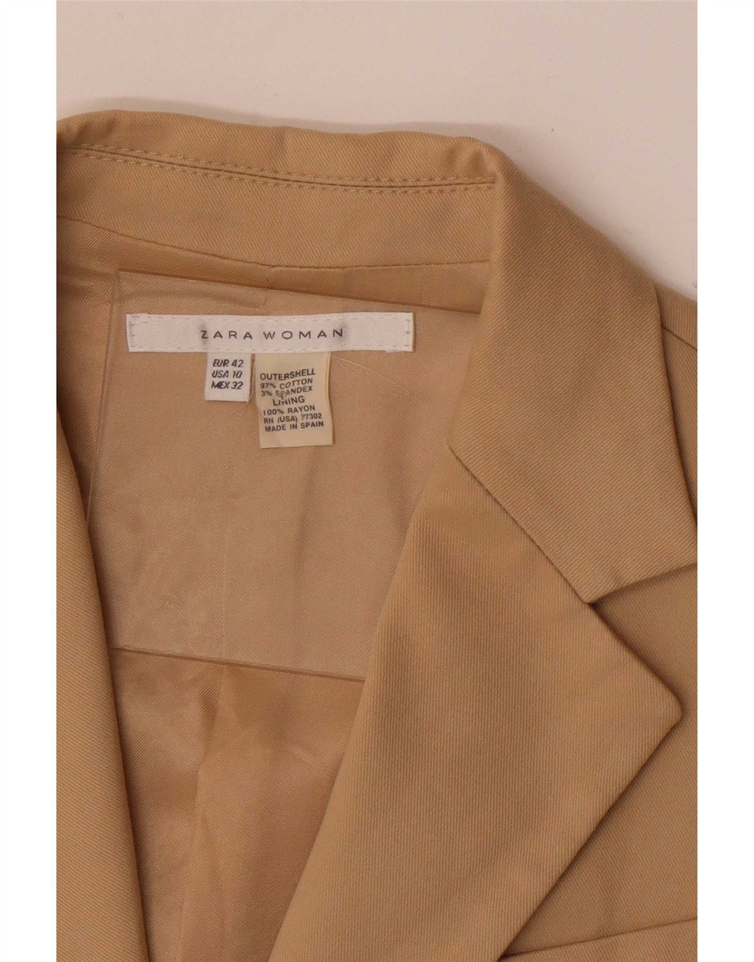 Jaqueta blazer feminina de 2 botões Zara EU 42 algodão bege grande