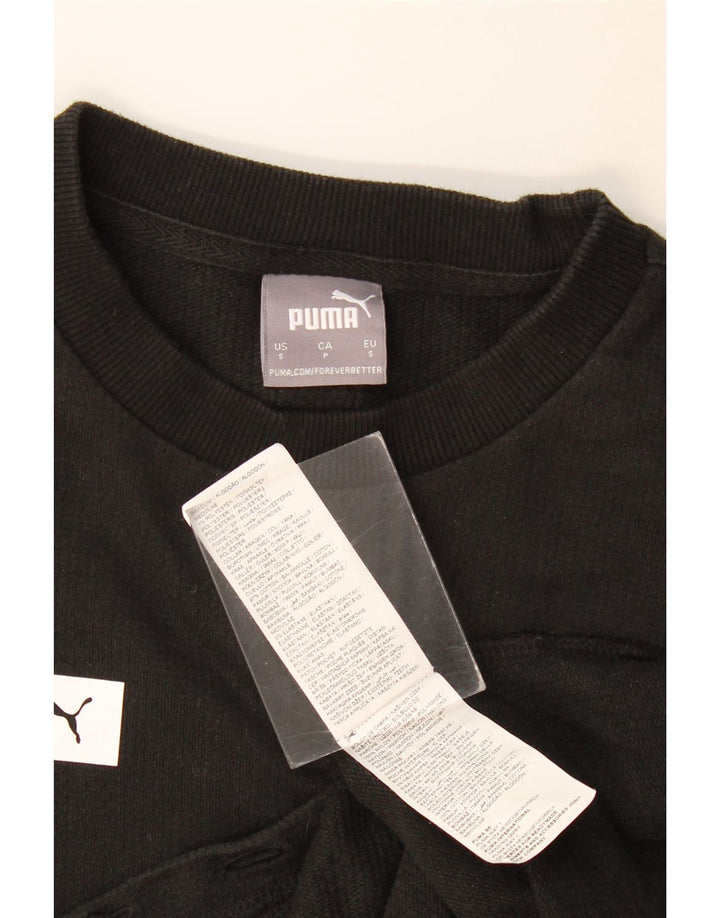 Puma Mens Graphic Moletom Jumper Pequeno Algodão Preto