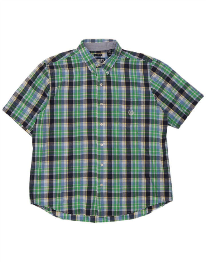 Camisa masculina de manga curta Chaps XL verde xadrez algodão