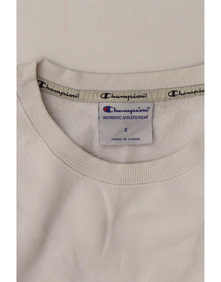Champion masculino gráfico moletom jumper pequeno algodão branco