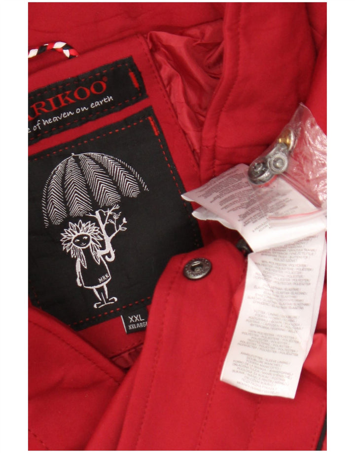 Sobretudo feminino Marikoo com capuz UK 20 2XL poliéster vermelho