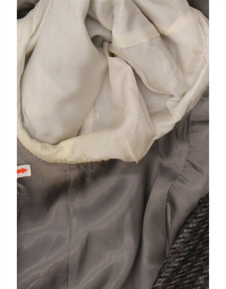 Jaqueta blazer masculina VINTAGE com 2 botões Reino Unido 38 Houndstooth cinza médio