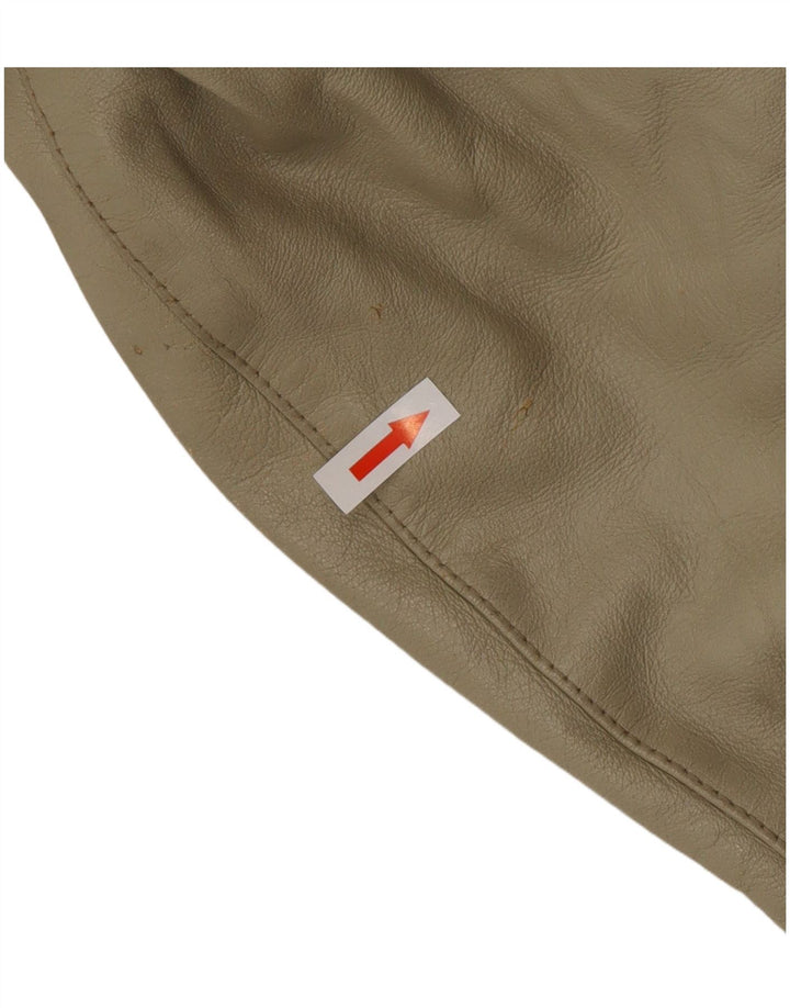 Casaco de couro feminino vintage UK 12 bege médio