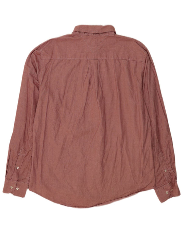 Camisa masculina Tommy Hilfiger Custom Fit grande algodão xadrez vermelho