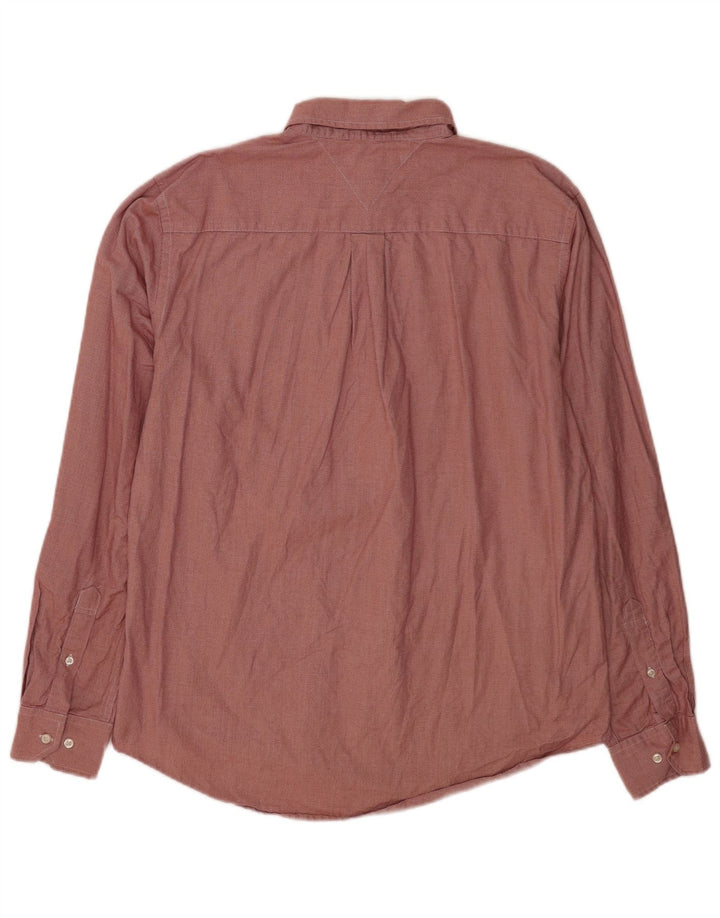 Camisa masculina Tommy Hilfiger Custom Fit grande algodão xadrez vermelho