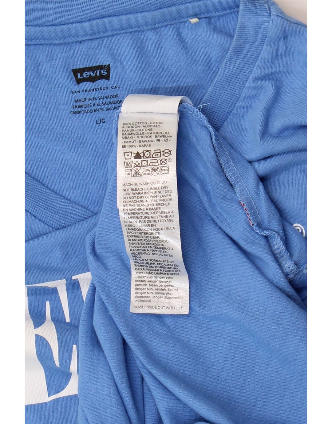 Camiseta feminina gráfica LEVI'S UK 14 grande algodão azul