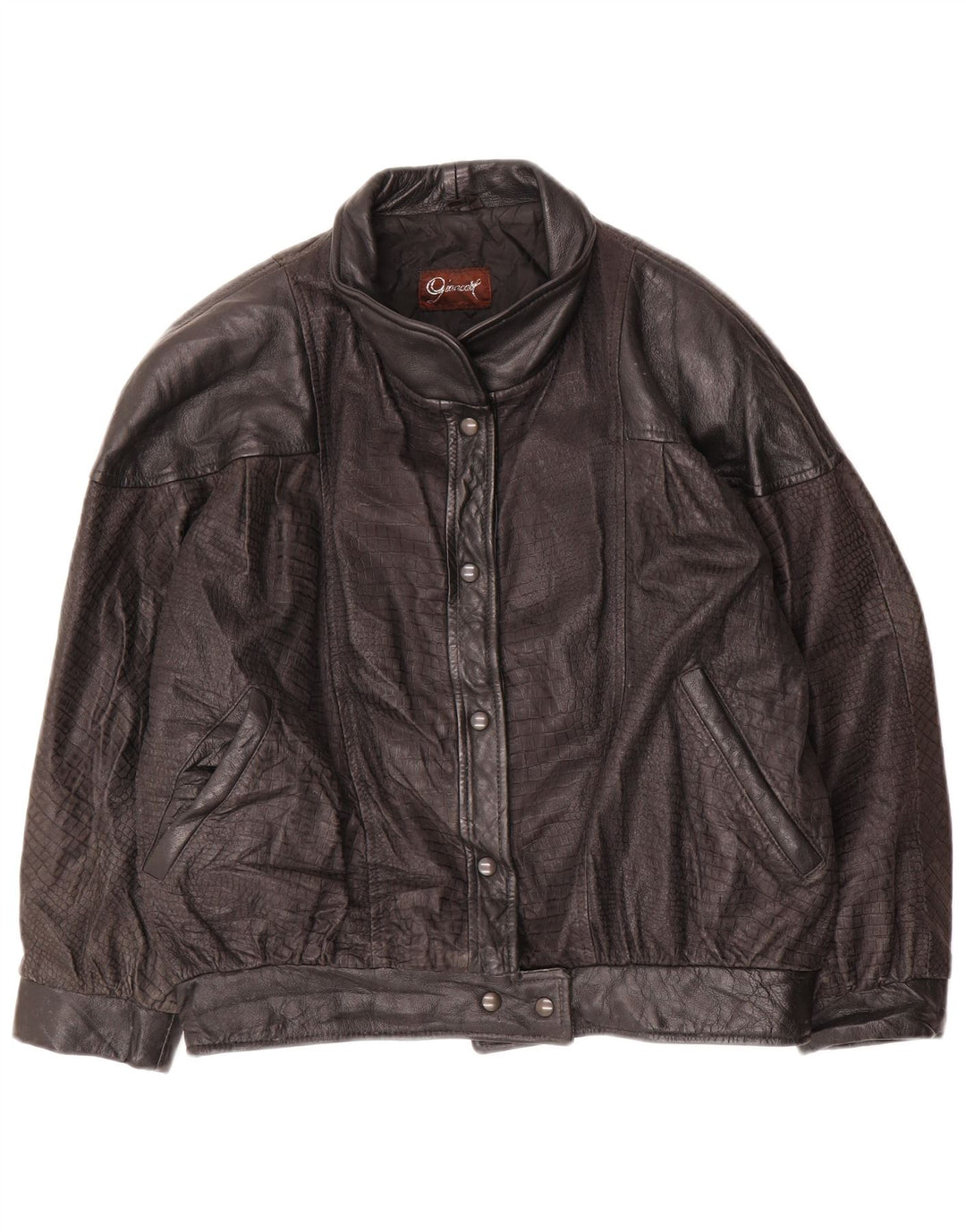 Jaqueta de couro feminina vintage IT 44 couro preto médio