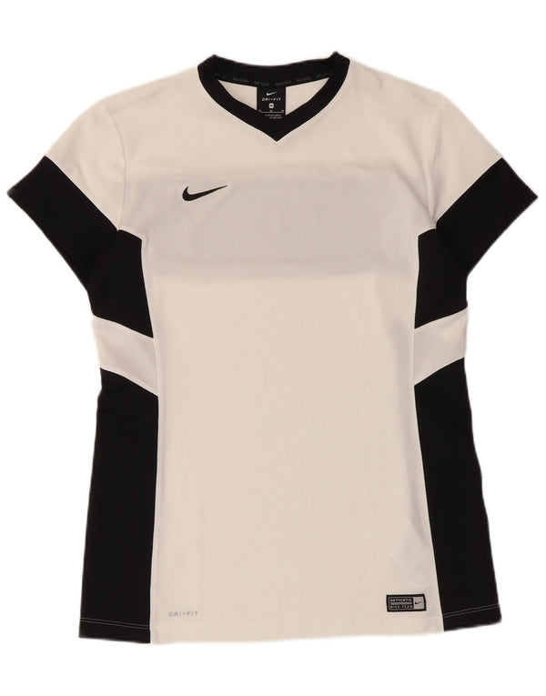 Camiseta masculina Nike Dri Fit Top médio branco colorblock poliéster