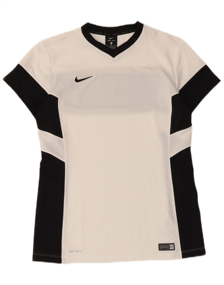 Camiseta masculina Nike Dri Fit Top médio branco colorblock poliéster