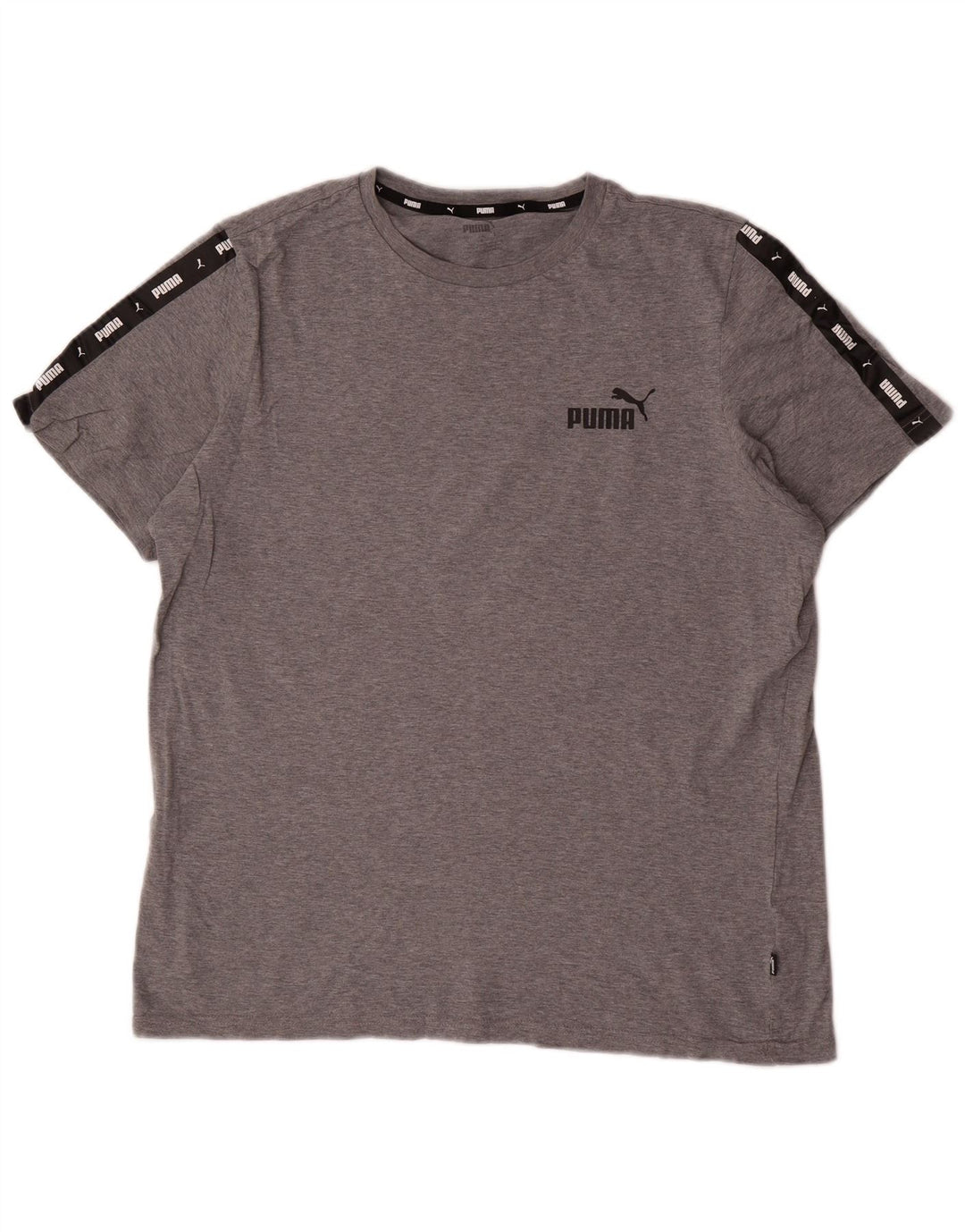 Camiseta masculina Puma Graphic Top grande cinza colorblock algodão