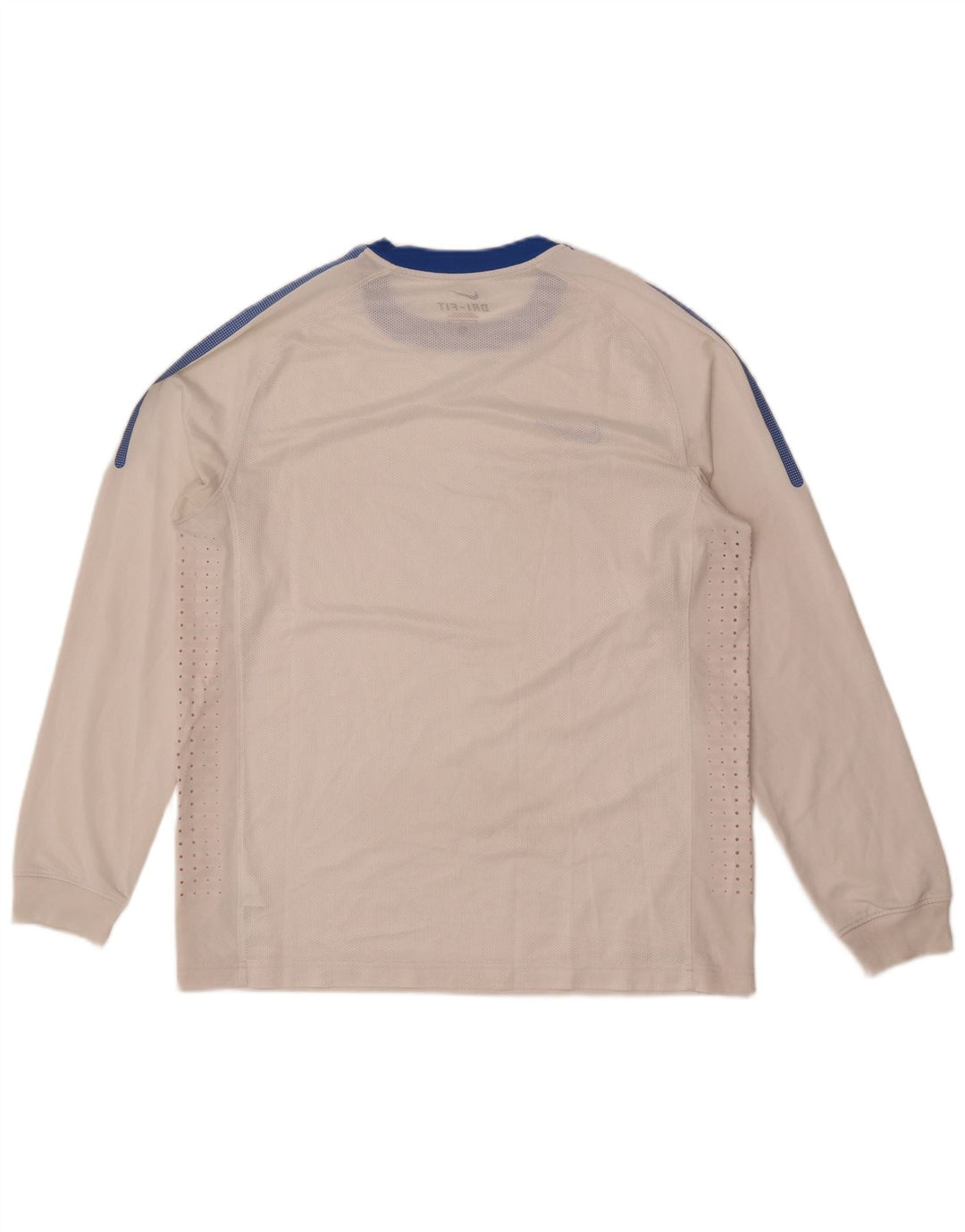 Nike Mens Dri Fit Top Manga Longa Grande Branco Colourblock Poliéster