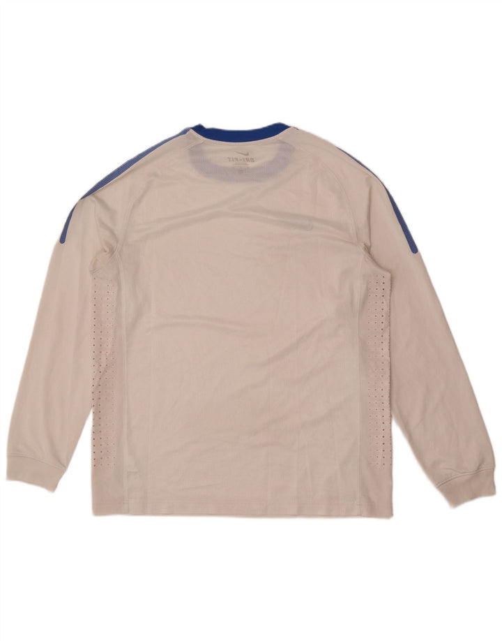 Nike Mens Dri Fit Top Manga Longa Grande Branco Colourblock Poliéster