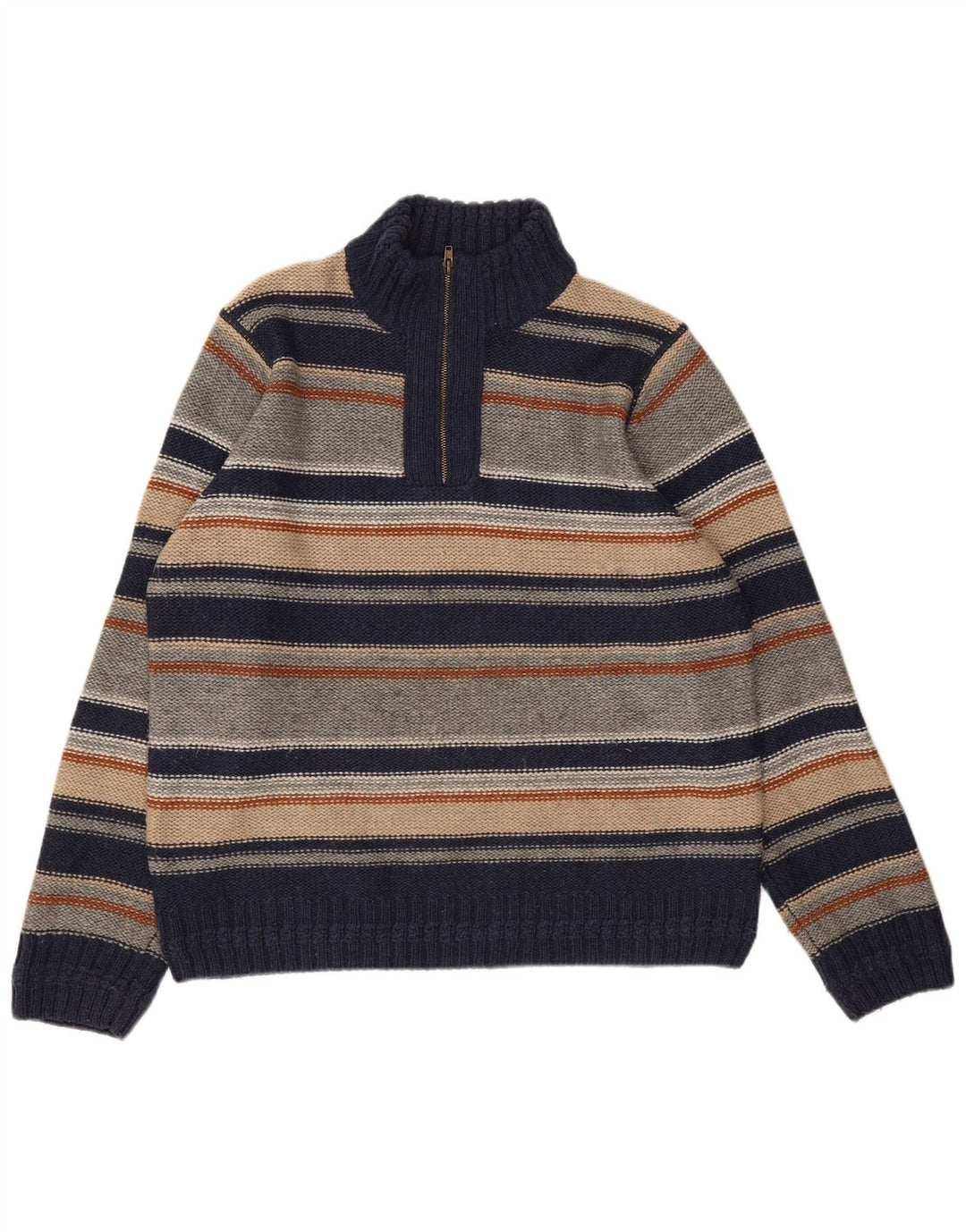 Suéter masculino Marks & Spencer North Coast com zíper e gola grande azul marinho