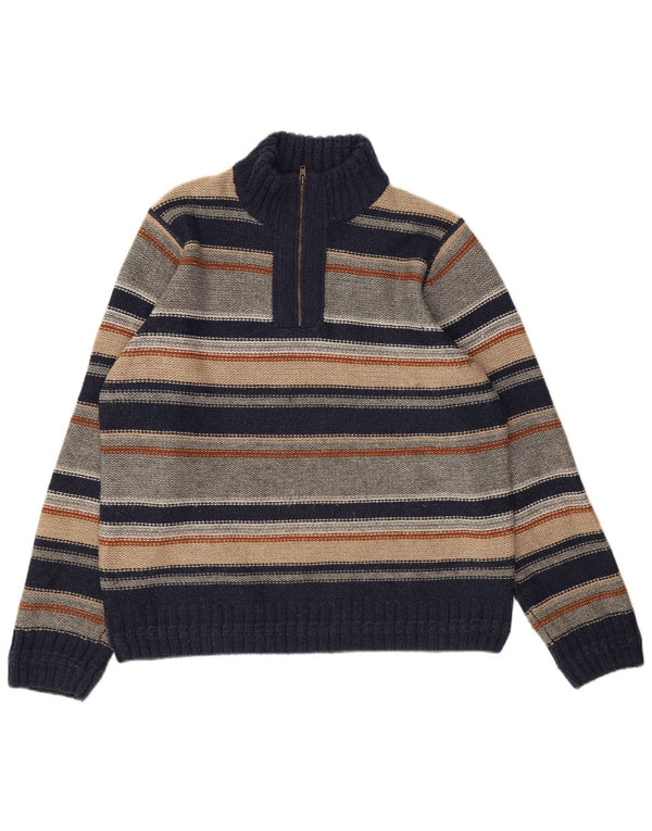 Suéter masculino Marks & Spencer North Coast com zíper e gola grande azul marinho
