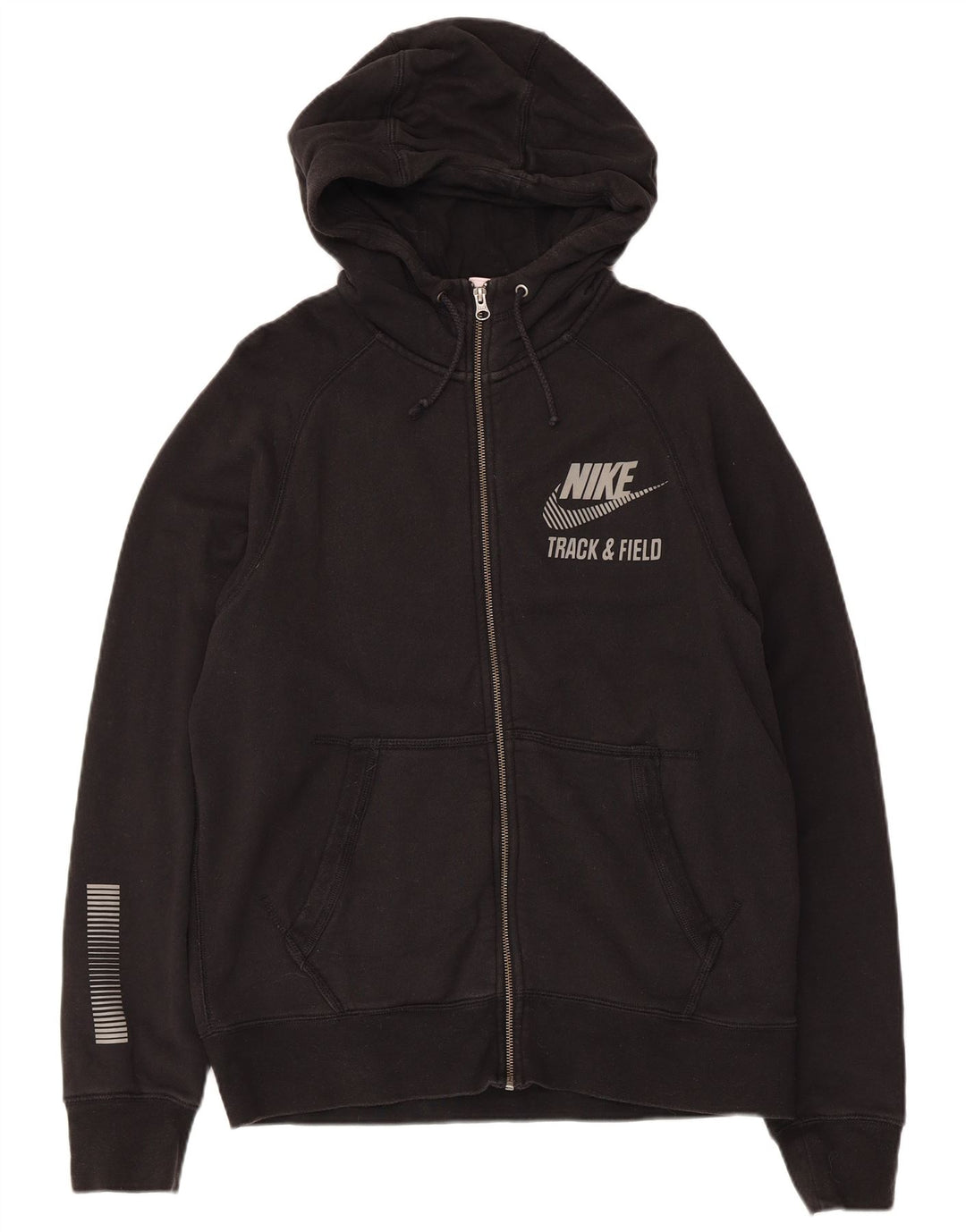 Suéter Nike masculino com capuz e zíper gráfico médio preto algodão