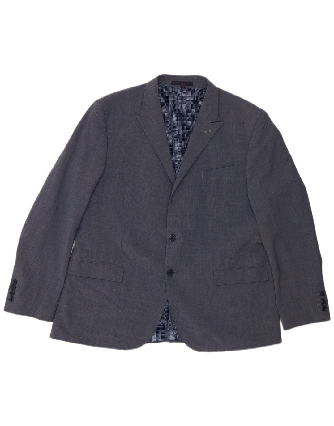 Jaqueta blazer masculina de 2 botões Marks & Spencer Reino Unido 46 3XL lã azul