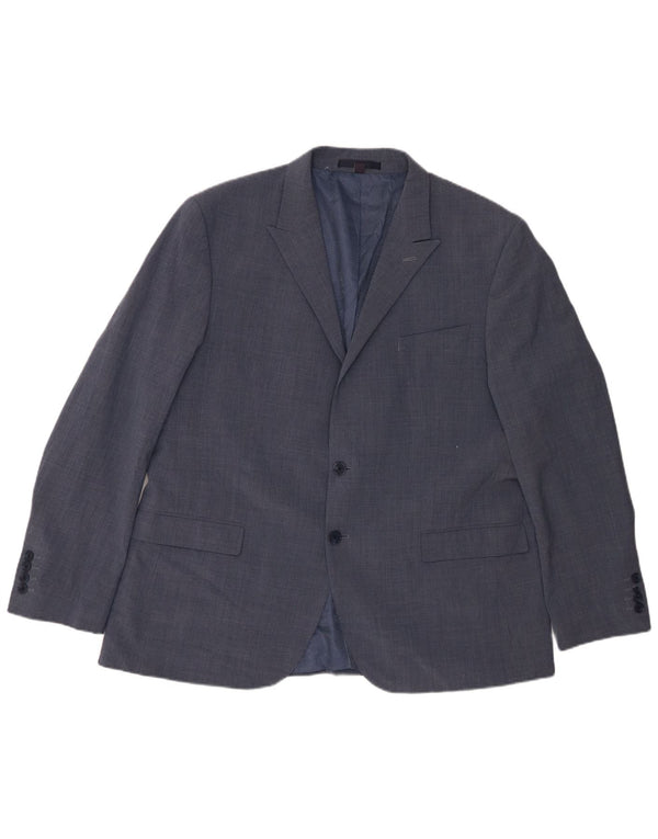 Jaqueta blazer masculina de 2 botões Marks & Spencer Reino Unido 46 3XL lã azul