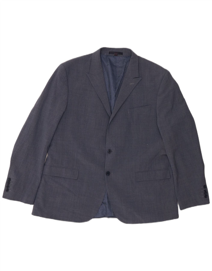 Jaqueta blazer masculina de 2 botões Marks & Spencer Reino Unido 46 3XL lã azul