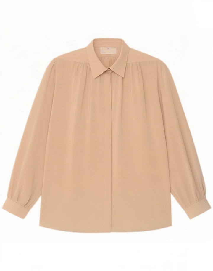 Blusa feminina vintage oversized IT 42 poliéster bege médio