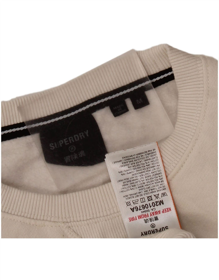 Superdry moletom gráfico masculino jumper médio algodão branco