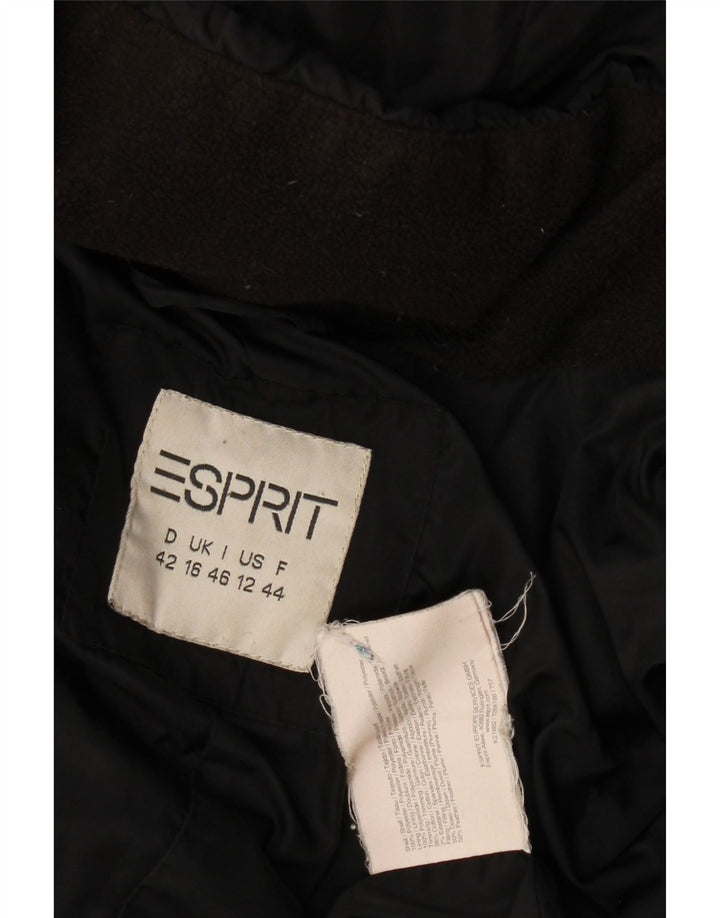 Casaco acolchoado com capuz feminino Esprit UK 16 grande poliamida preta