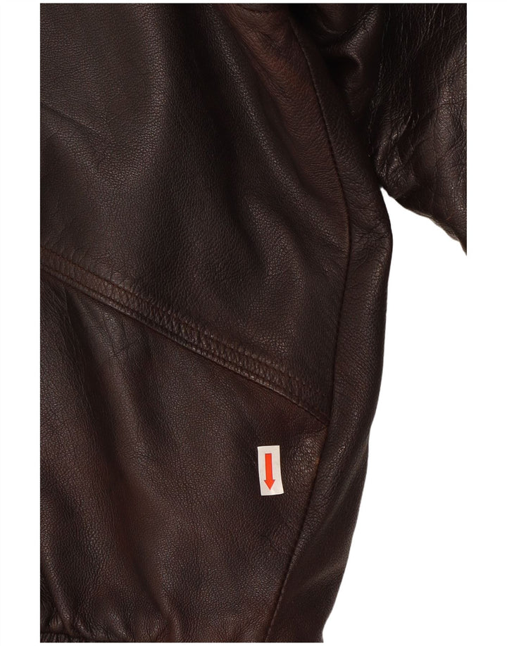 Jaqueta de couro masculina Milan UK 40 grande marrom