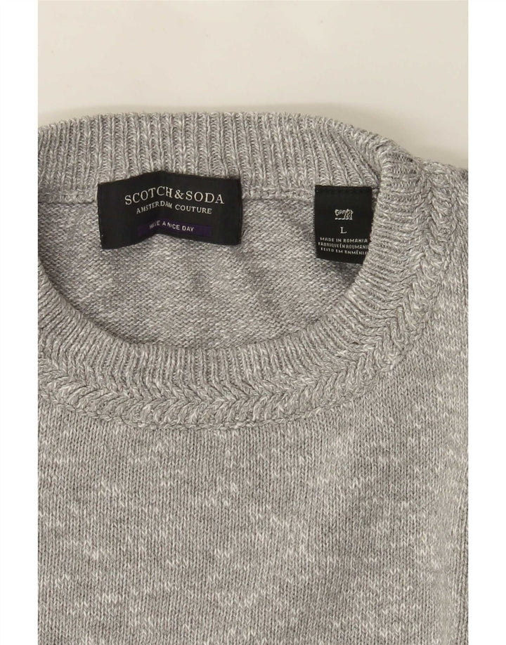 Suéter masculino Scotch & Soda com gola redonda, grande cinza manchado