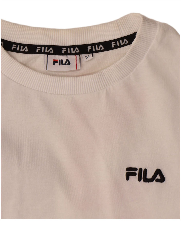 Fila Womens Crop Graphic Top Manga Longa Reino Unido 14 Médio Algodão Branco
