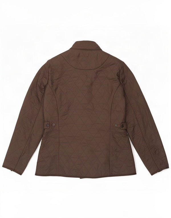 Barbour Womens Quilted Jacket UK 12 Medium Brown Polyester