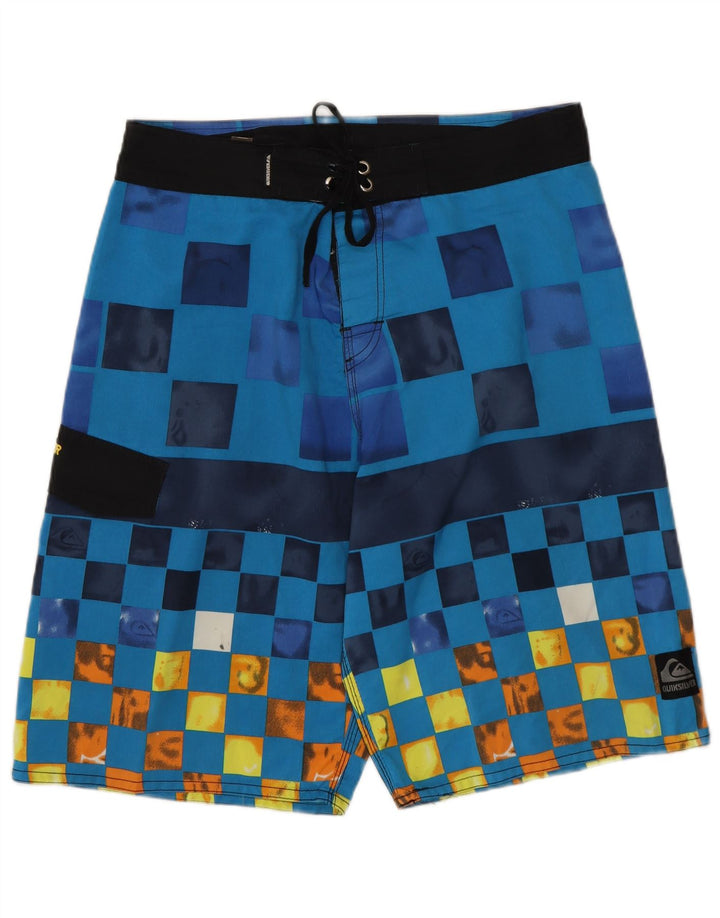 Shorts de natação masculino Quiksilver médio azul geométrico