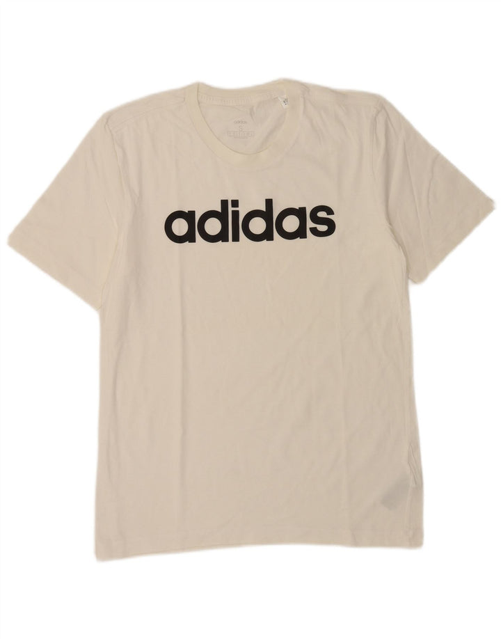 Adidas Mens Graphic T-Shirt Top Pequeno Algodão Branco