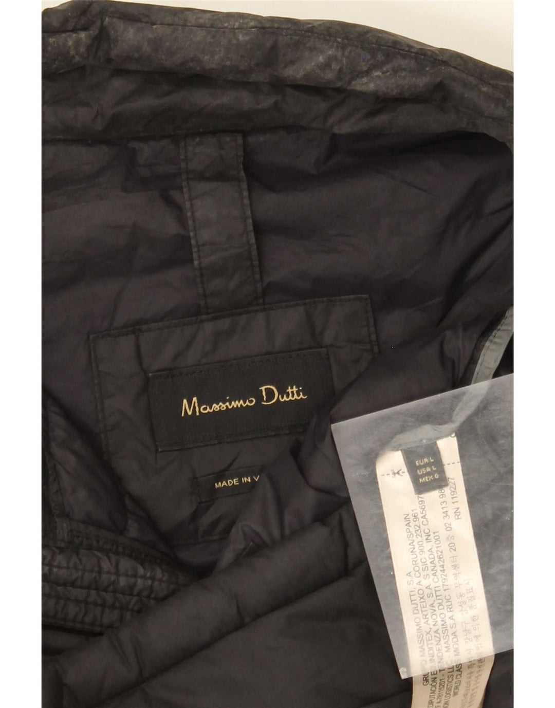 Jaqueta acolchoada masculina Massimo Dutti UK 40 grande nylon preto