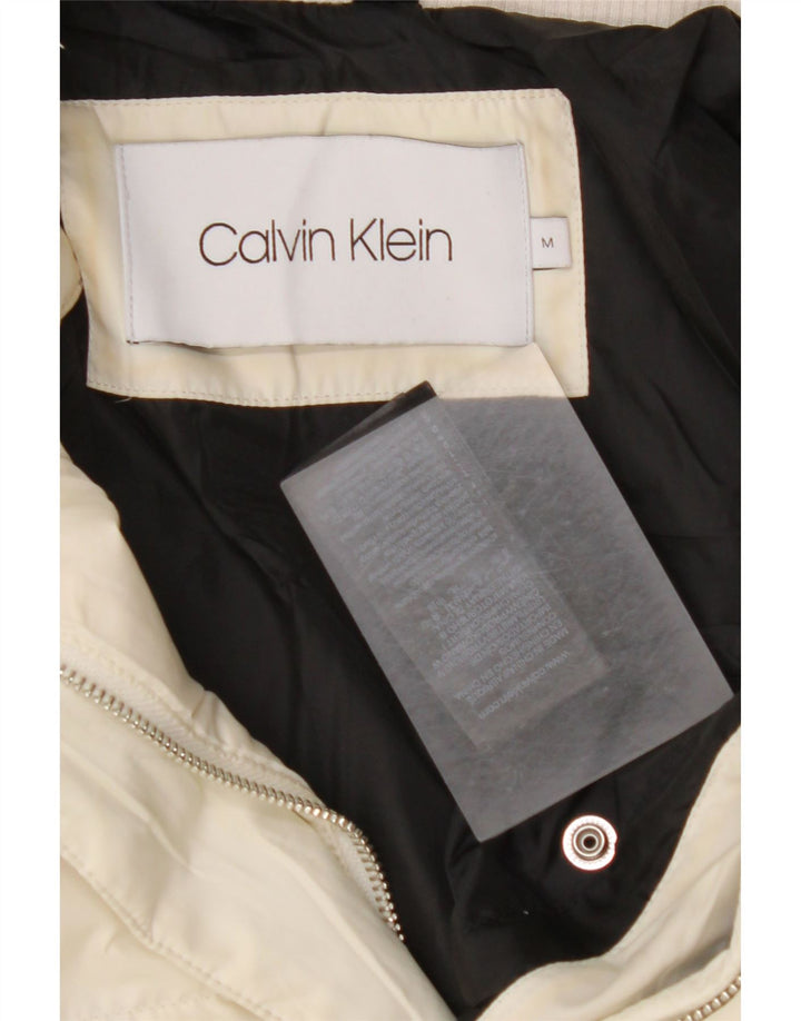 Jaqueta acolchoada com capuz feminina CALVIN KLEIN UK 14 poliéster branco médio