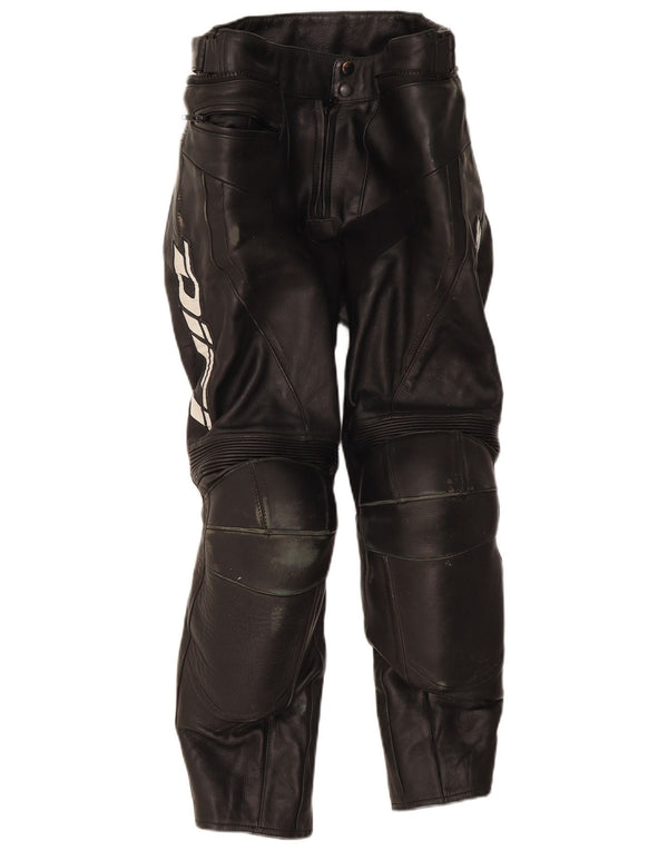 Calça masculina Difi de couro para moto racer W30 L28 preta motociclista