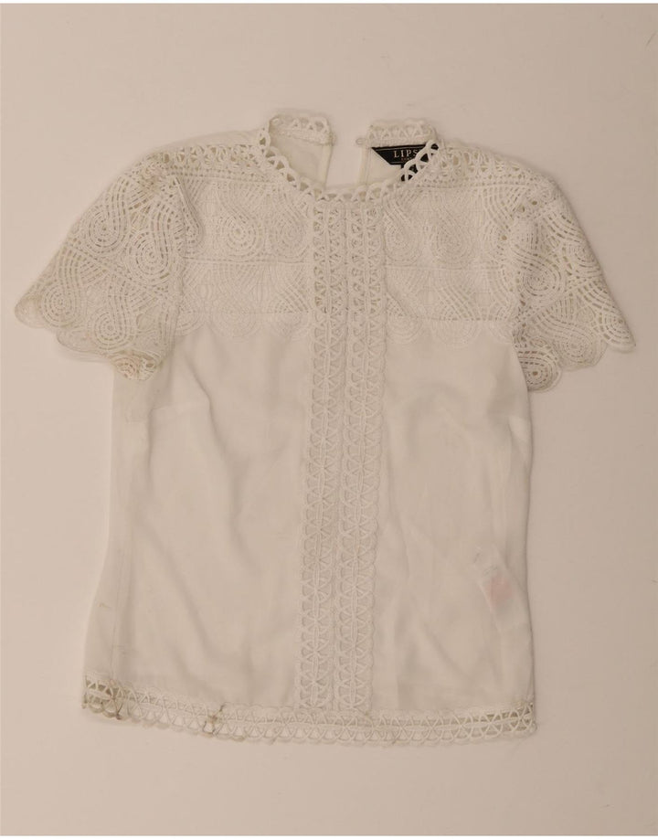 Blusa feminina Lipsy UK 6 XS poliéster floral branco