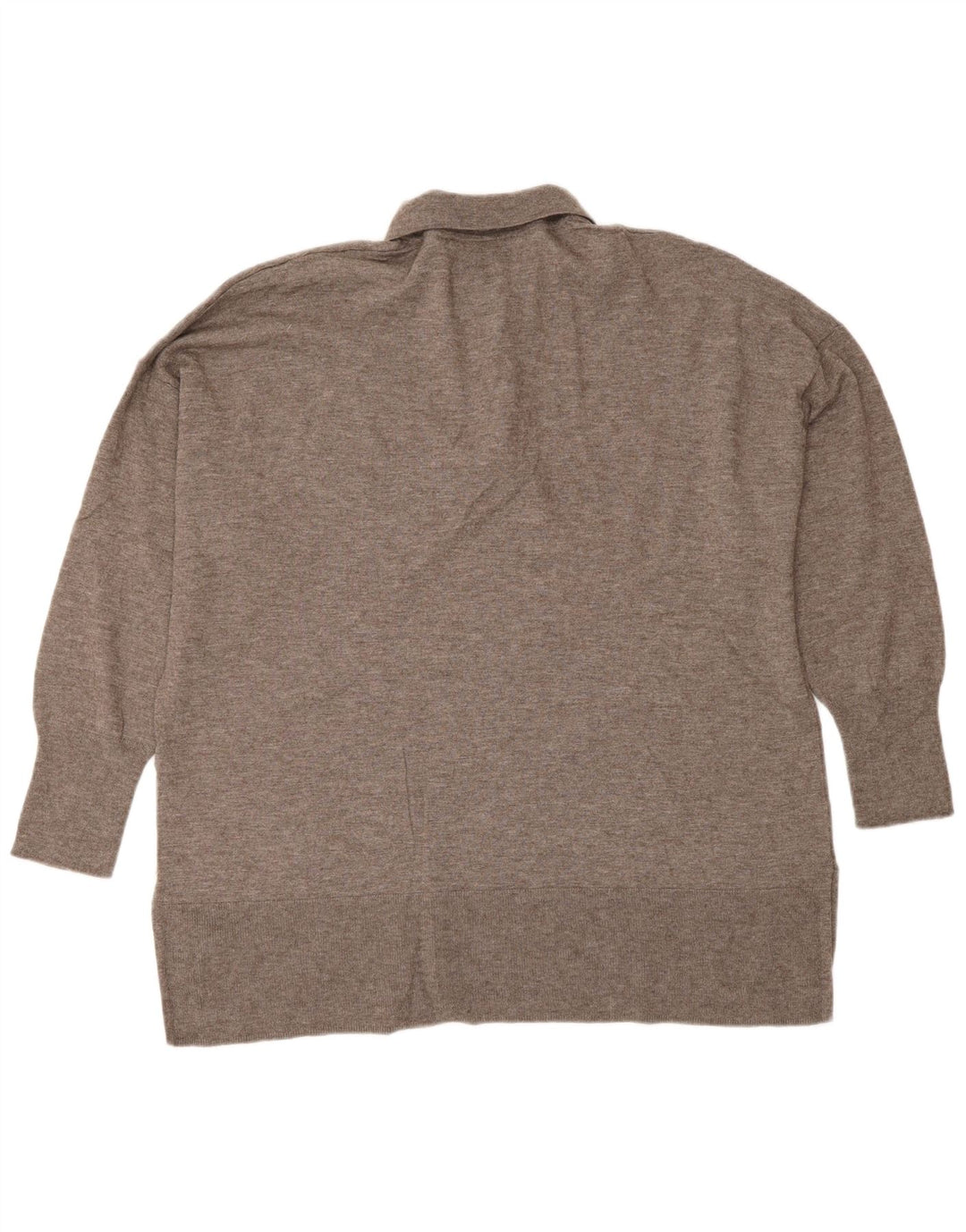 Suéter feminino ZARA com gola polo e lã marrom médio