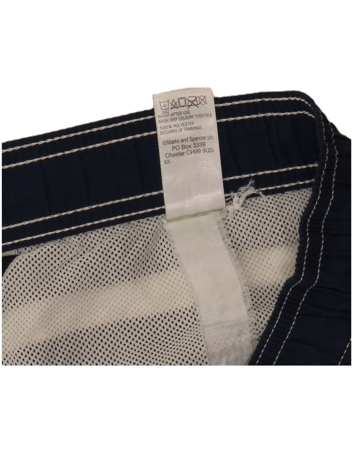 Shorts de natação masculino Marks & Spencer XL poliéster listrado azul marinho