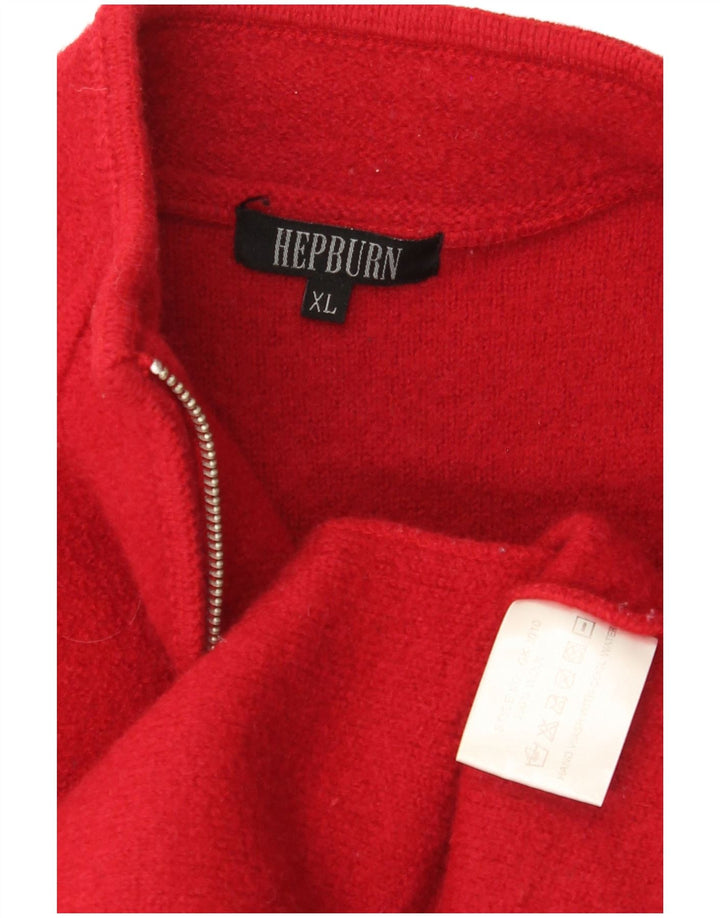 Suéter cardigã feminino Hepburn Reino Unido 18 XL lã vermelha