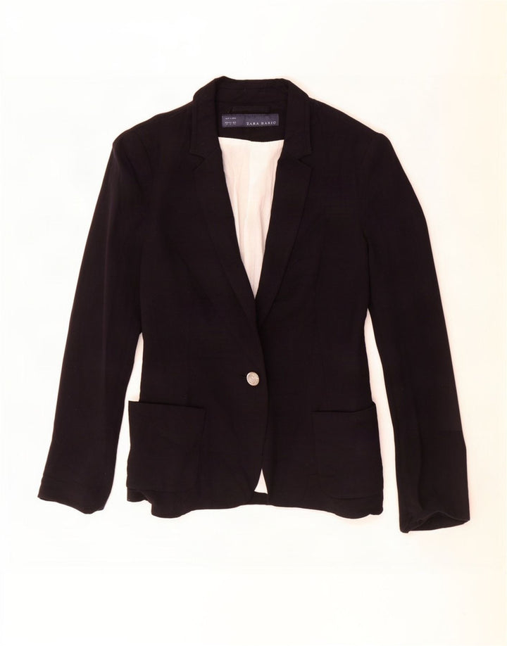 Jaqueta blazer feminina Zara com 1 botão Reino Unido 10 pequena viscose preta