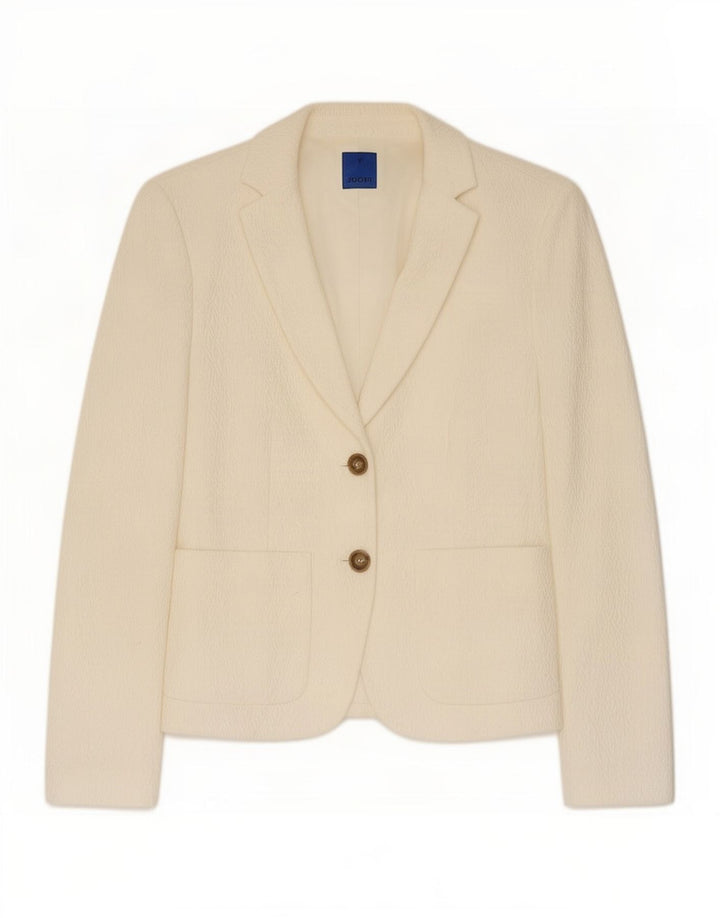 Jaqueta blazer feminina Joop com 2 botões EU 38 médio off white viscose geométrica