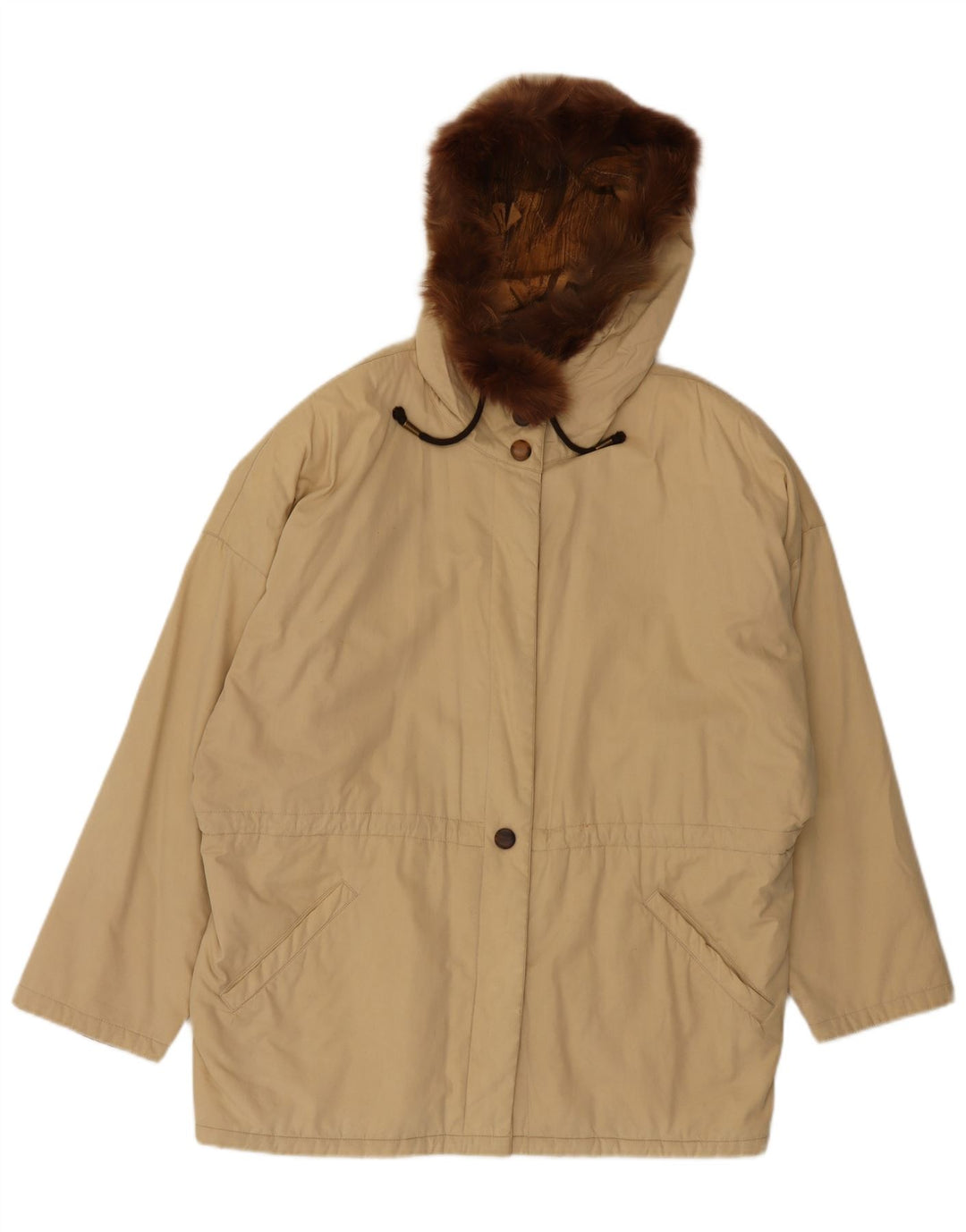 Jaqueta parka feminina vintage com capuz UK 20 2XL bege