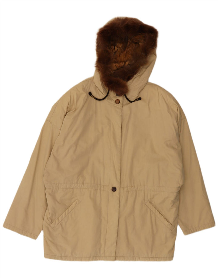 Jaqueta parka feminina vintage com capuz UK 20 2XL bege