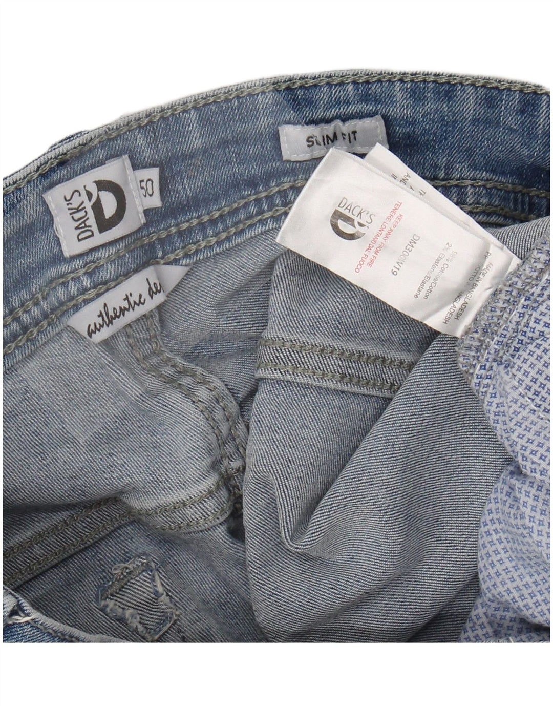 DACK'S Jeans Slim Masculino IT 50 Grande W34 L31 Azul Algodão