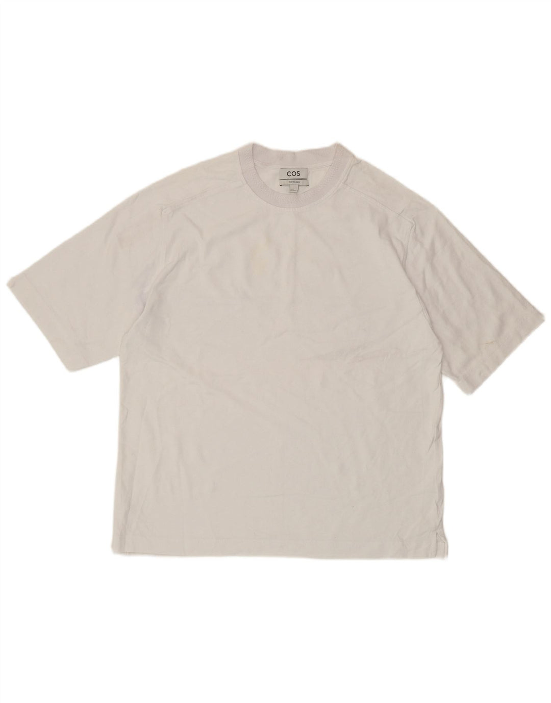 COS Camiseta masculina grande de algodão branco pequeno