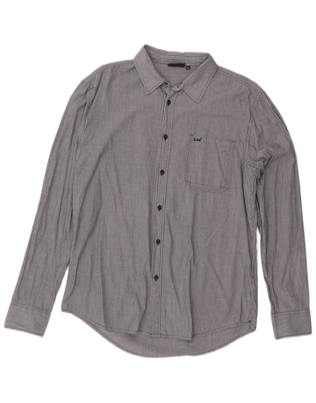 Camisa masculina Lee XL cinza risca de giz algodão