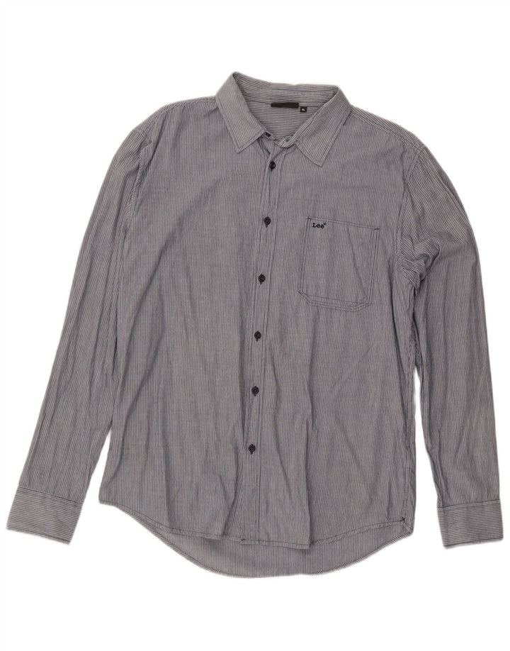 Camisa masculina Lee XL cinza risca de giz algodão