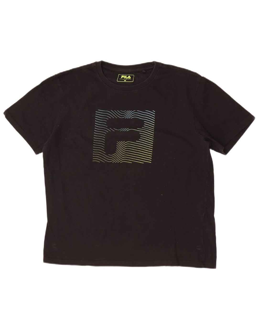 Fila Mens Graphic T-Shirt Top Médio Algodão Preto