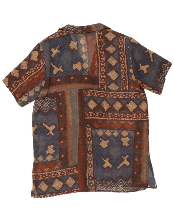 Blusa feminina de manga curta PIERRE CARDIN IT 48 XL marrom geométrico