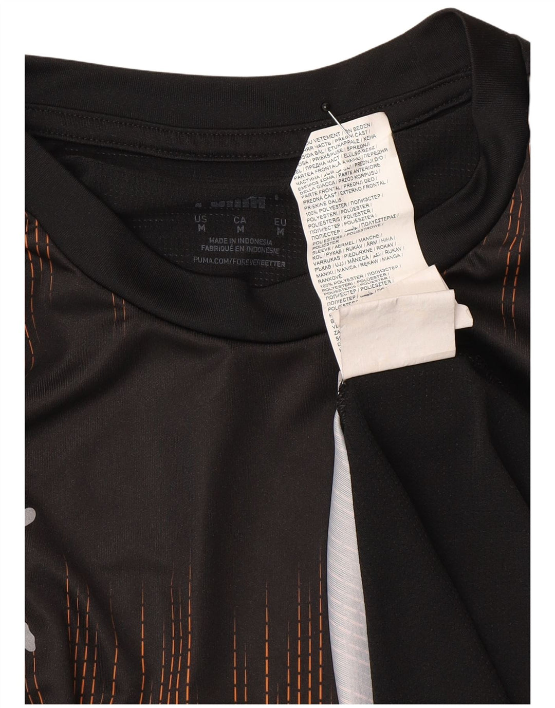 Puma Mens T-Shirt Top Médio Poliéster Geométrico Preto