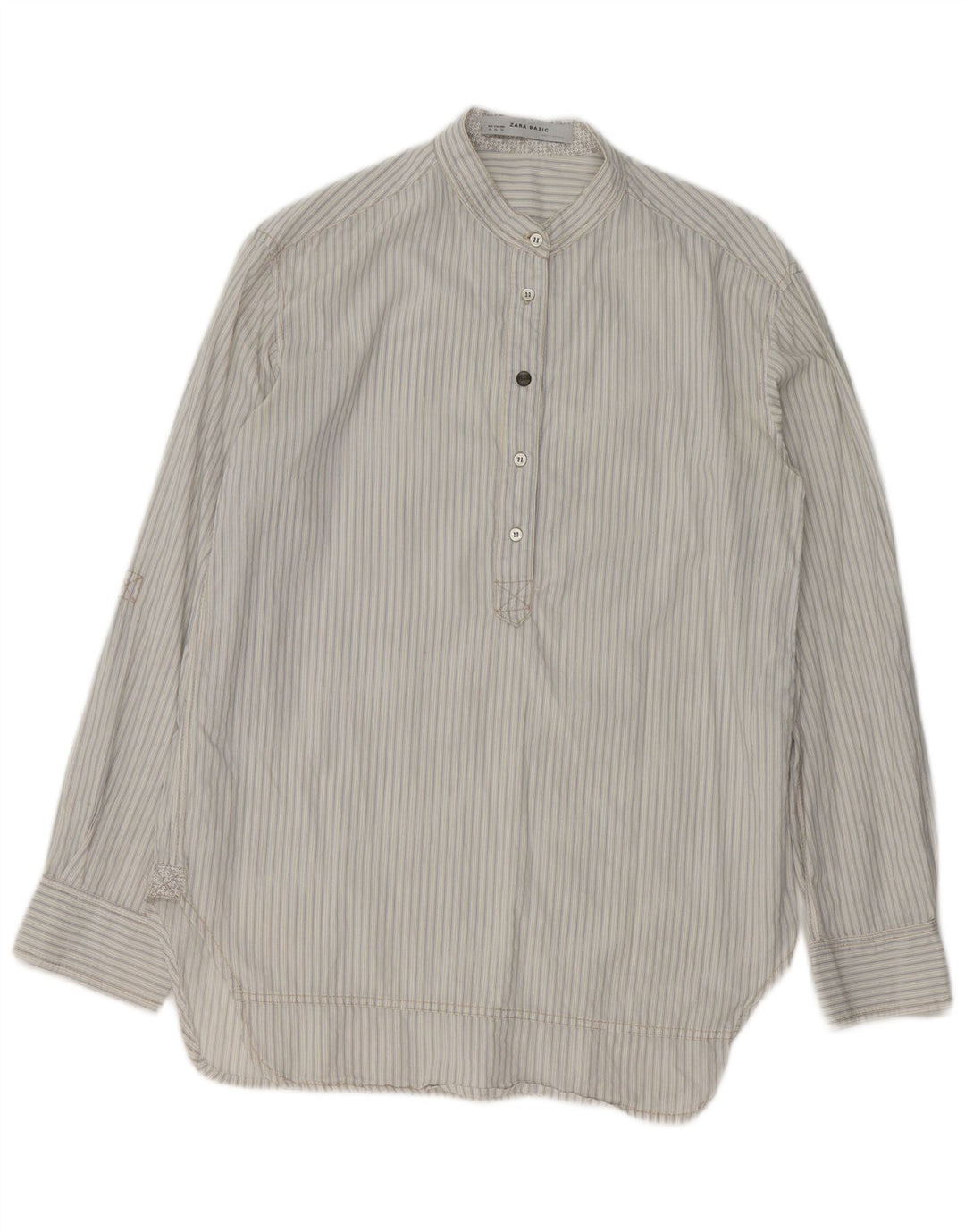 Pulôver feminino Zara UK 18 XL algodão listrado branco